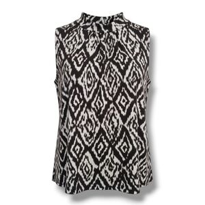 KC Stevens Women's Plus Size brown & White high neck sleeveless blouse - 2x